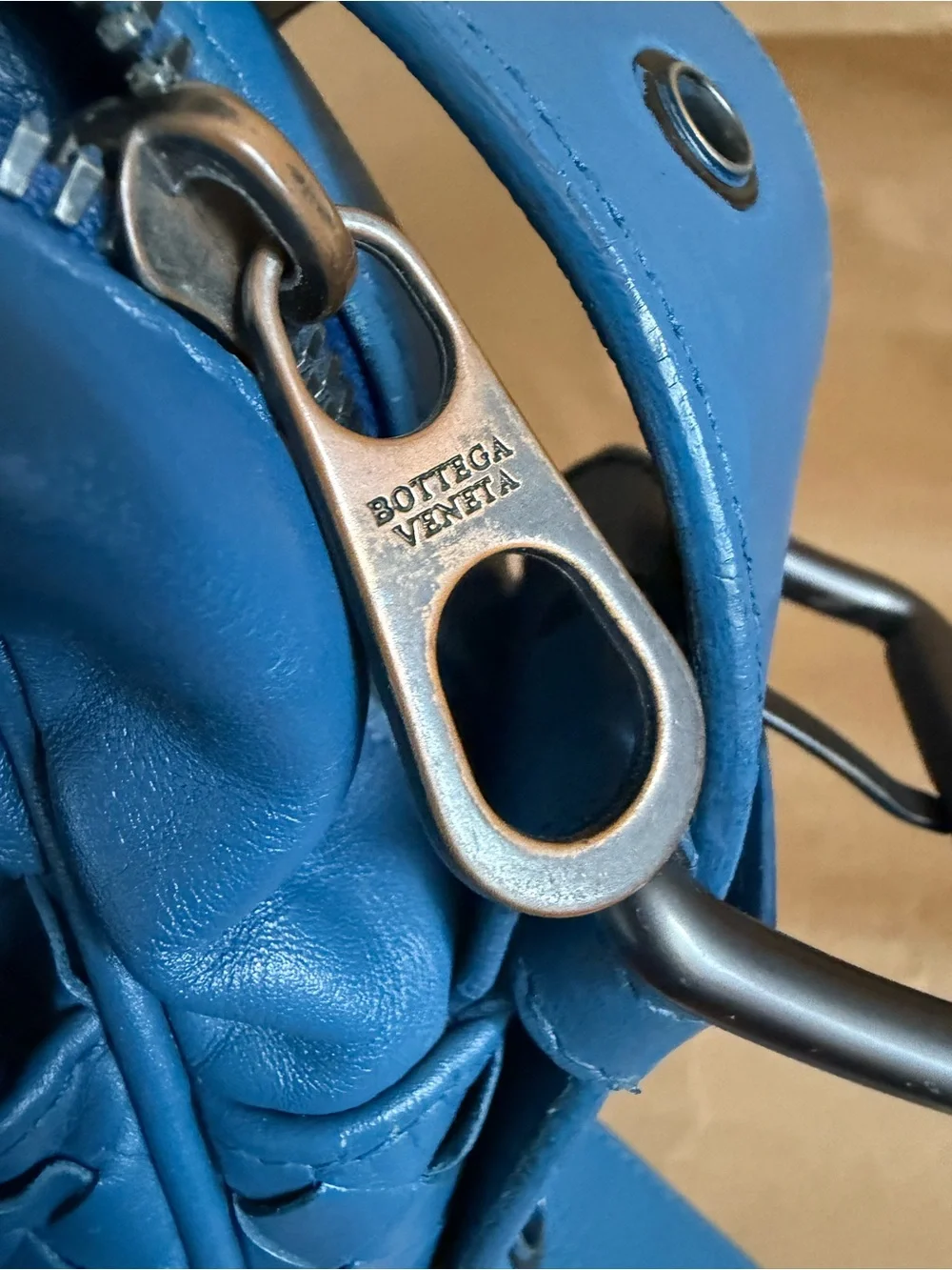 Bottega Veneta Leather Blue Messenger Bag